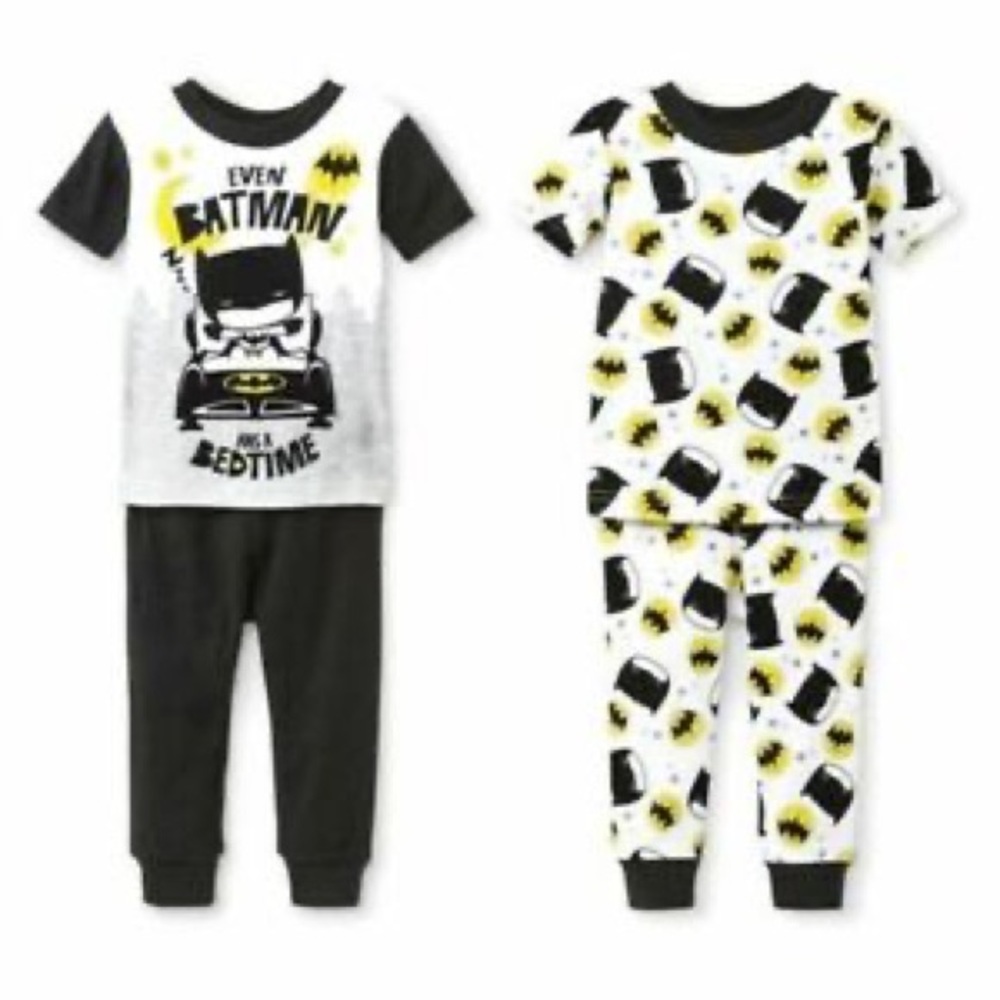 Batman Bedtime Toddler Boy's 4-Piece Super Hero Cotton Pajama Set. NWT. 12M